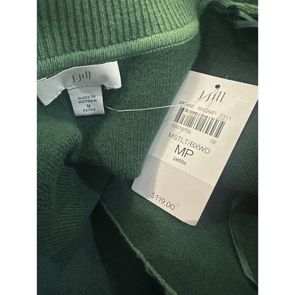 NWT J. Jill Majestic Open Front Cardi Sweater Cardigan Green MP Medium Petite - Picture 9 of 14